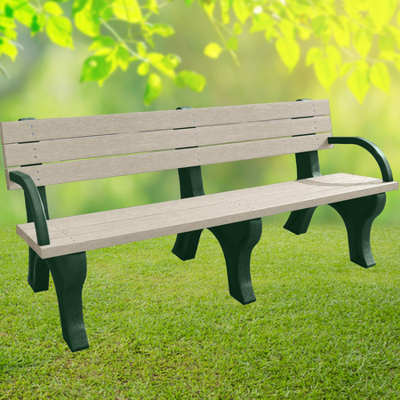 DOGIPARK Backed Poly Bench, 6 Ft., Green and Sand 7713-GS